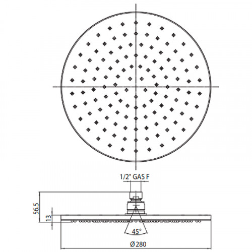 Верхний душ Bossini Cosmo I00596.073 Черный матовый латунь на потолок