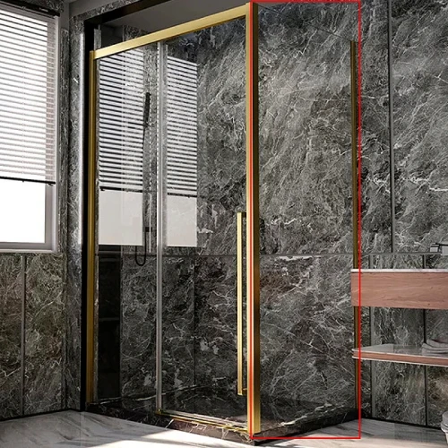 Душевая стенка Veconi Premium Trento SP-30G 90 SP30-G-90-01-C4 профиль Брашированное золото стекло прозрачное