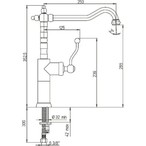 Смеситель для кухни Paini Duomo 88F3572LL2SKM Старая бронза
