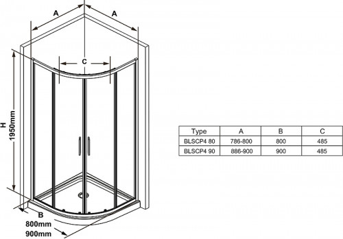 Душевой уголок Ravak Blix BLSCP4-80 80х80 X3BM40300Z1 профиль Черный стекло Transparent