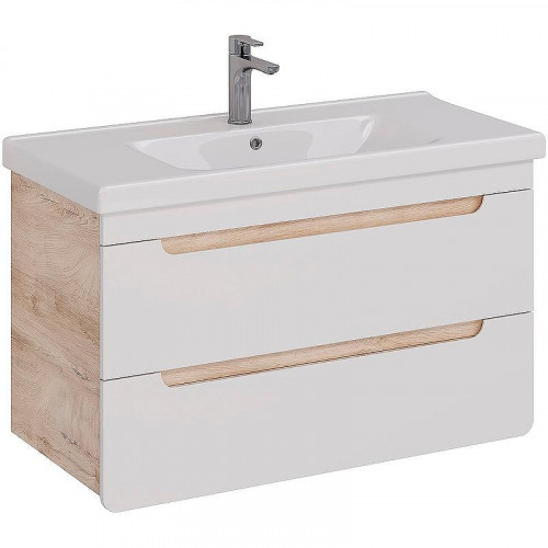 Тумба под раковину Lemark Olivia 100 LM08OL100T подвесная Белый глянец Дуб Кантри