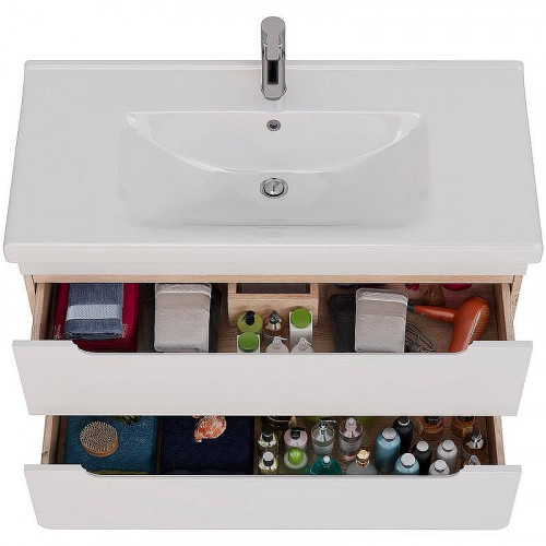 Тумба под раковину Lemark Olivia 100 LM08OL100T подвесная Белый глянец Дуб Кантри