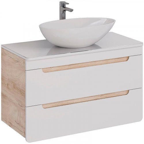 Тумба под раковину Lemark Olivia 100 LM08OL100T подвесная Белый глянец Дуб Кантри