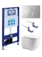 Комплект унитаза с инсталляцией Aquatek Set Aquatek Классик cm-068 4в1 цвет Белый с сиденьем Микролифт и клавишей смыва цвет Хром матовый