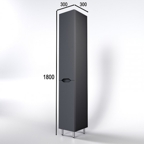 Шкаф пенал Style Line Марелла 30 Люкс Plus СС-00002420 с бельевой корзиной Серый матовый антискрейтч МДФ / ЛДСП