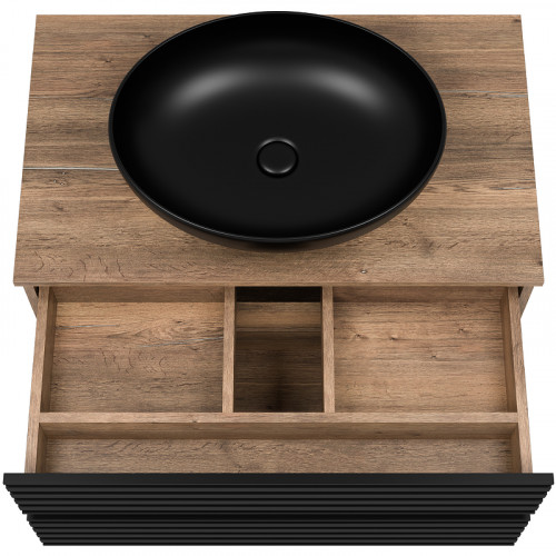 Тумба под раковину Brevita Dakota 80 DAK-09080-19/02-2Я подвесная Черный кварц Дуб Галифакс олово МДФ / ЛДСП