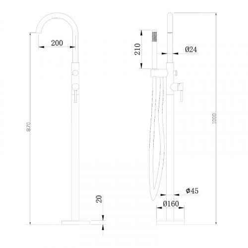 Смеситель для ванны Abber Wasser Kreis AF8115BN цвет Черный матовый