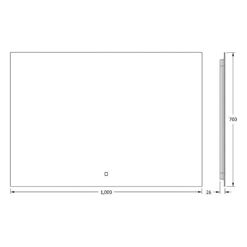 Зеркало Defesto Glow 100х70 DF 2509SH с подсветкой 32W-4500К/с фацетом/Сенсорный выключатель/Нейтральный белый свет
