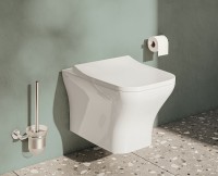 Комплект унитаза с инсталляцией Vitra Zentrum Square 9875B003-7201 с сиденьем Микролифт и клавишей смыва Хром глянцевый фарфор подвесной