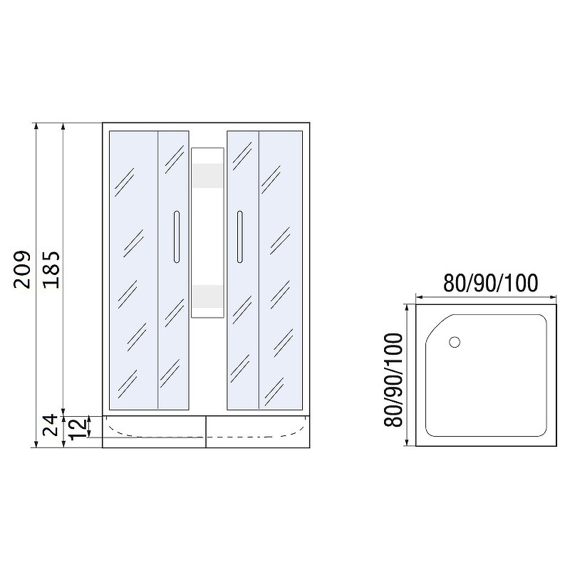 Душевой уголок River Morava XL 100x100 MT 10000008326 с поддоном