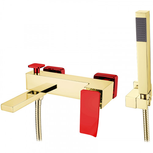 Смеситель для ванны Boheme Q 143-GR.2 Золото Красный латунь на стену