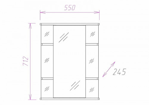 Зеркальный шкаф Onika Глория 55.01 L 205504 с подсветкой Белый МДФ / ЛДСП, стекло