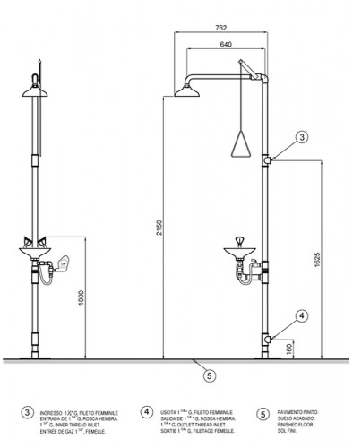 Верхний душ Nofer SC700 с раковиной для промывки глаз цвет Зеленый