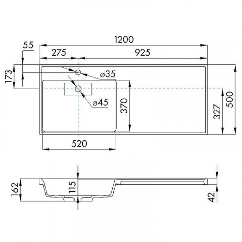 Раковина Aquaton Лондри 120 L 1A72843KLH21L с местом под стиральную машину Графит
