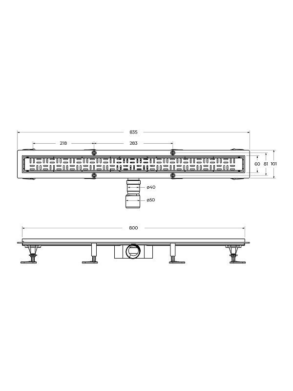 Душевой лоток BelBagno Формат (Uno) BB-LD-UNO-80-GM с решеткой цвет Оружейная сталь