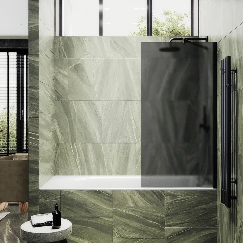 Шторка на ванну Maybah Glass MGV-88-6ш 800x1400 в широком профиле Черный стекло графитовое матовое