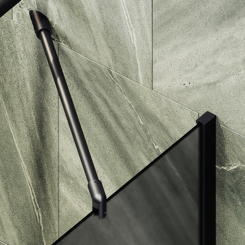 Шторка на ванну Maybah Glass MGV-88-6ш 800x1400 в широком профиле Черный стекло графитовое матовое