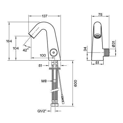 Смеситель для раковины Santek Космо WH5A06019C001