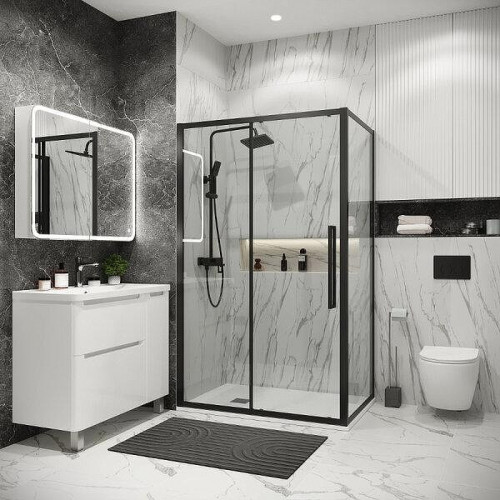 Душевой уголок Grossman Cosmo 100x100 120.K33.02.1010.21.00 профиль Черный матовый стекло прозрачное