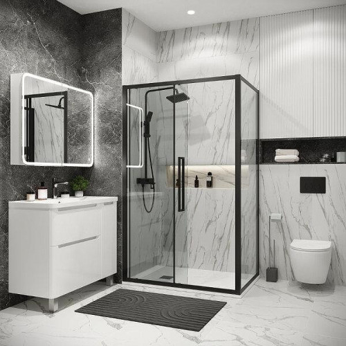 Душевой уголок Grossman Cosmo 100x100 120.K33.02.1010.21.00 профиль Черный матовый стекло прозрачное