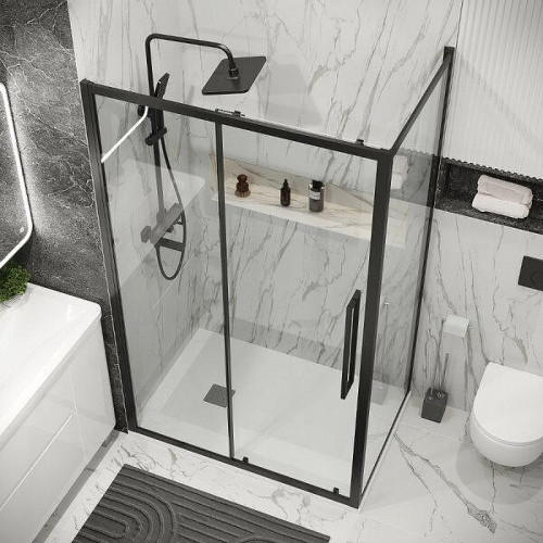 Душевой уголок Grossman Cosmo 100x100 120.K33.02.1010.21.00 профиль Черный матовый стекло прозрачное