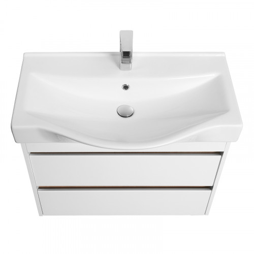Тумба под раковину Aquaton Нортон 80 1A248901NT010 подвесная Белая глянцевая МДФ / ЛДСП