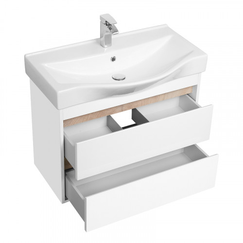 Тумба под раковину Aquaton Нортон 80 1A248901NT010 подвесная Белая глянцевая МДФ / ЛДСП