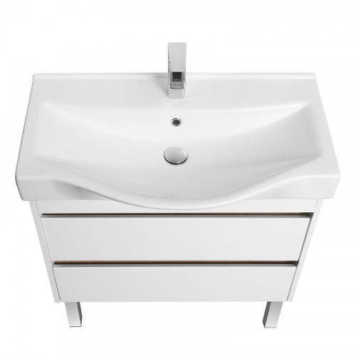 Тумба под раковину Aquaton Нортон 80 1A248901NT010 подвесная Белая глянцевая МДФ / ЛДСП