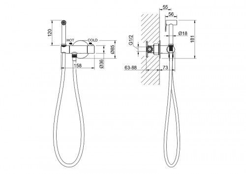 Гигиенический душ со смесителем Aquatek Оберон AQ1027BG с термостатом цвет Золото шлифованное