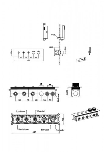 Смеситель для душа Boheme Fusion 131-SYS-BRB с термостатом цвет Брашированная бронза