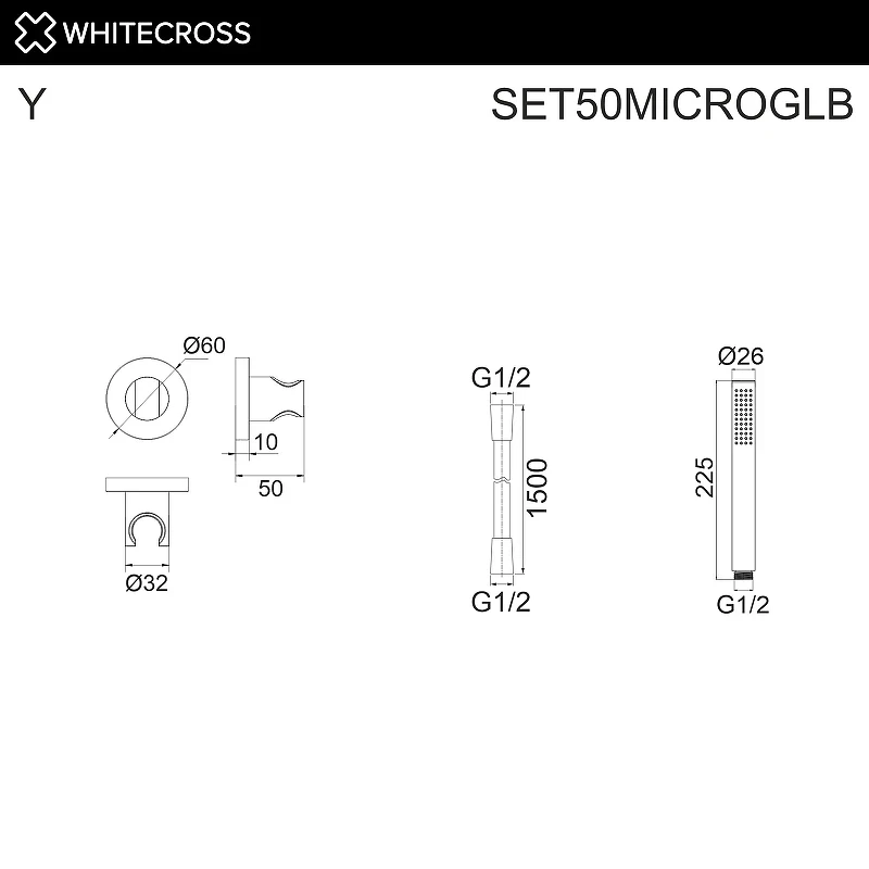 Душевой гарнитур Whitecross SET50MICROGLB цвет Золото брашированное