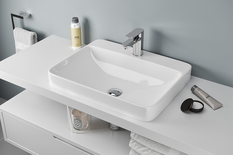 Раковина Excellent Holmi 59 CEAC.3201.590.WH Белая фаянс полувстраиваемая