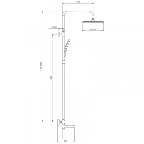 Душевая система Splenka S223.24.05 Сатин нержавеющая сталь на стену