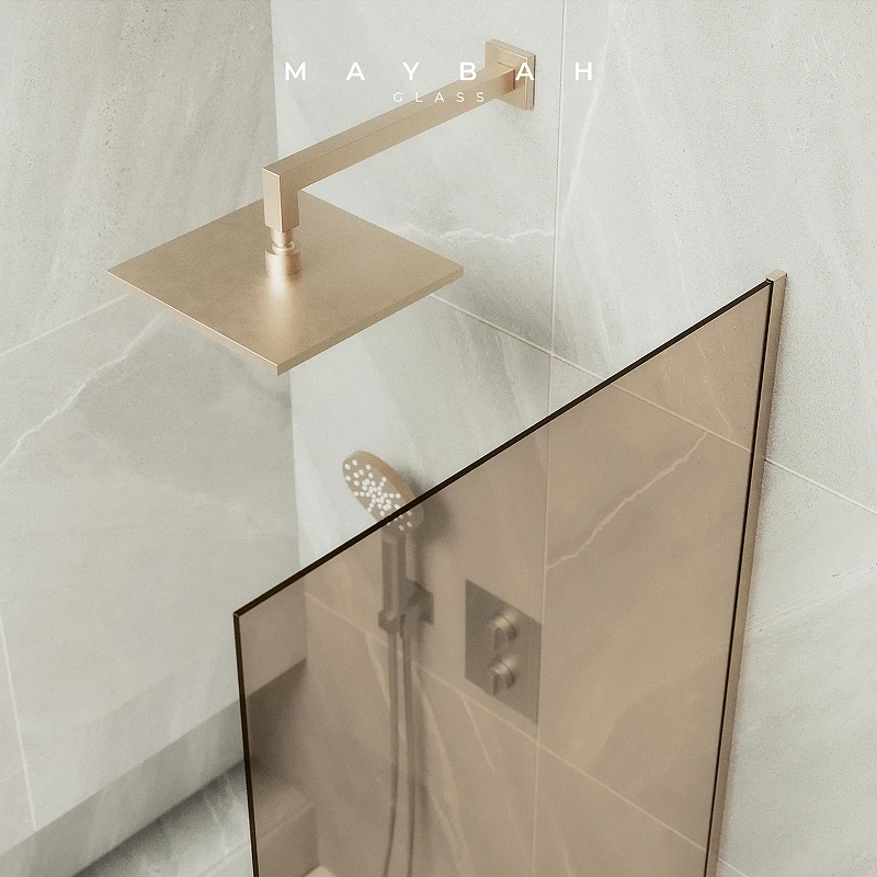 Шторка на ванну Maybah Glass MGV-66-2у 400x1400 в узком профиле Бронза стекло бронзовое