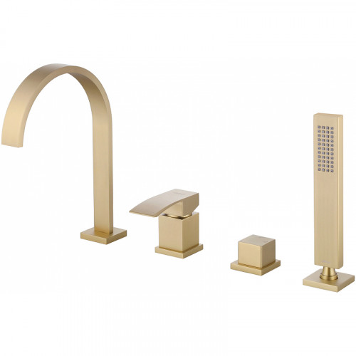 Смеситель на борт ванны Abber Wasserfall AF8613G Золото матовое латунь