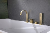 Смеситель на борт ванны Abber Wasserfall AF8613G Золото матовое латунь