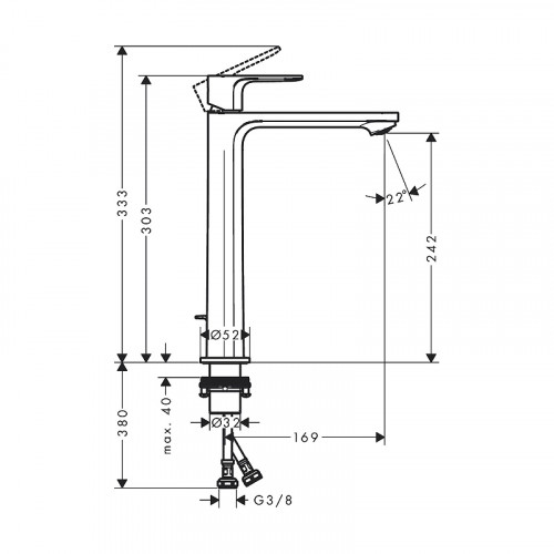 Смеситель для раковины Hansgrohe Rebris S 72580000 Хром латунь