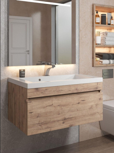 Тумба под раковину Uperwood Eva 75 3930213465 подвесная цвет Крафт Табачный