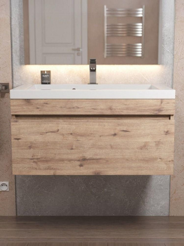 Тумба под раковину Uperwood Eva 75 3930213465 подвесная цвет Крафт Табачный