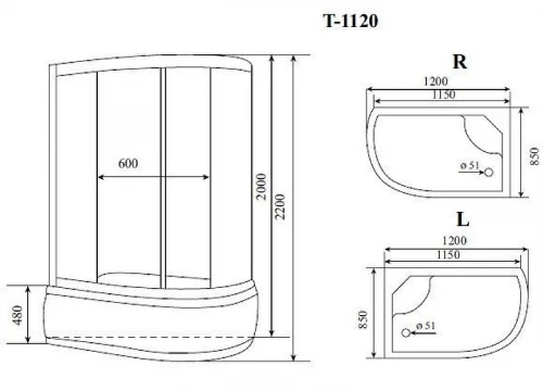 Душевая кабина Timo Standart 120х85 R T-6620BFR без гидромассажа