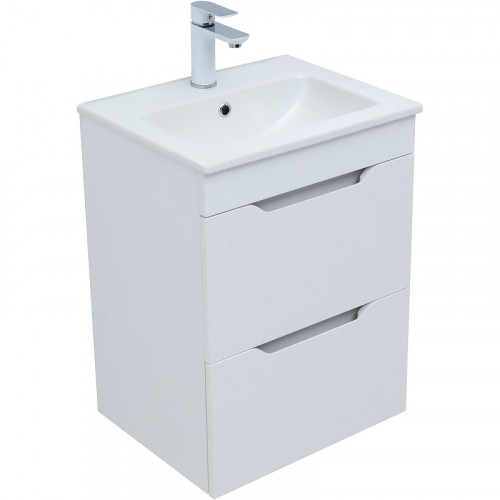 Тумба под раковину Aquanet Практика 50 330455 подвесная Белая матовая МДФ / ЛДСП