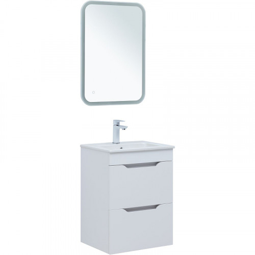 Тумба под раковину Aquanet Практика 50 330455 подвесная Белая матовая МДФ / ЛДСП