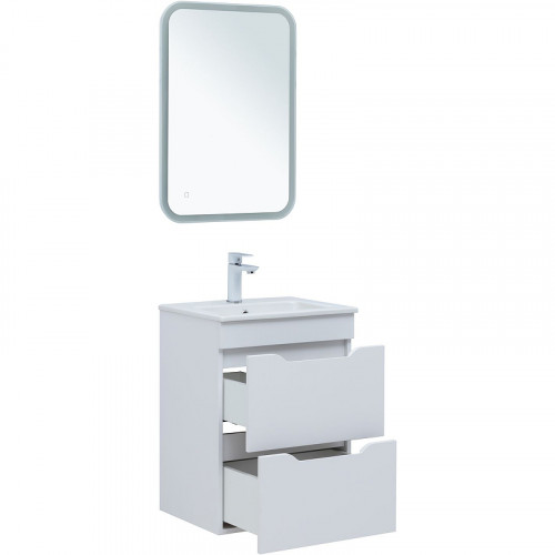 Тумба под раковину Aquanet Практика 50 330455 подвесная Белая матовая МДФ / ЛДСП