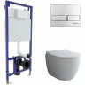 Комплект унитаза с инсталляцией Berges Novum 043205 с сиденьем Микролифт и клавишей смыва Хром глянец фарфор подвесной