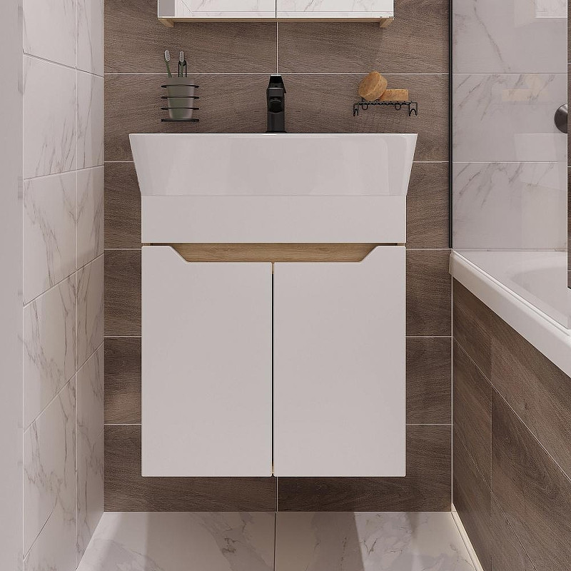 Комплект мебели для ванной DIWO Архангельск 50 подвесной цвет Белый Дуб сонома