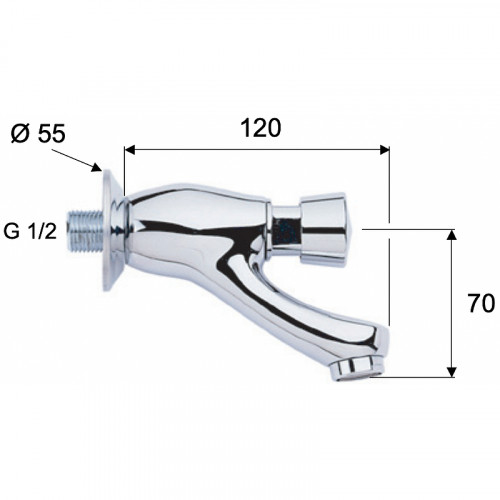 Кран для одного типа воды Remer Tempor TE225 Хром латунь на стену