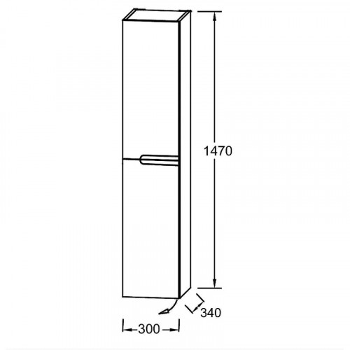 Шкаф пенал Jacob Delafon Nona 30 EB1892LRU-442 подвесной Серый антрацит МДФ / ЛДСП