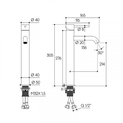 Смеситель для раковины Aqueduto CANO CAN0345 цвет Оружейная сталь