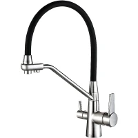 Смеситель для кухни ZorG Steel Hammer SH 903-6 CR Хром Черный латунь