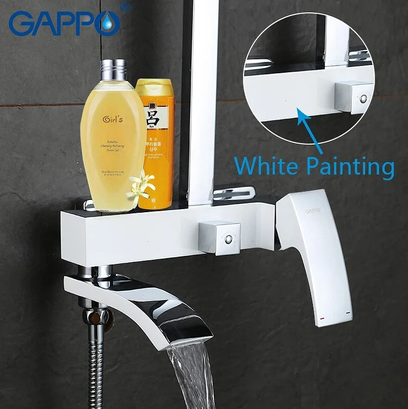 Душевая система Gappo G07 G2407-8 Белая Хром латунь на стену